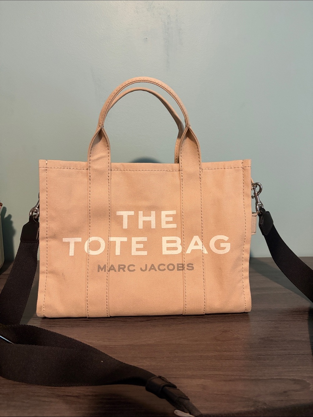 Marc Jacobs Beige Canvas Tote with Bold White Logo
